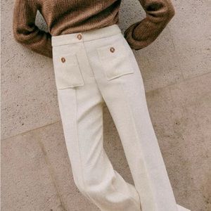 NWT Sezane Dan Double-pocket Ivory Dress Pants - Size 46 / US 14